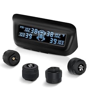 Tire Pressure Monitoring System, RV/Trailler TPMS with Solar Charging & Auto Calibration, M13 LCD Display tpms 4 sensors (0-87PSI)