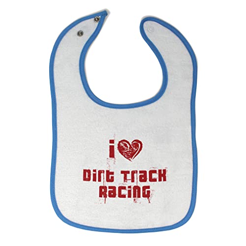 Toddler & Baby Bibs Burp Cloths Tracking I Love Dirt Track Racing Cotton Baby Items for Baby Girl & Boy White Blue Design Only