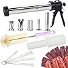 WILDDIGIT Professional Beef Jerky Gun Kits, Stainless Steel Jerky Maker, Jerky Cannon, Meat Gun with 5 Stainless Nozzles and 5 Brushes