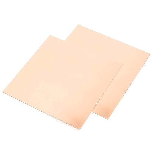 3 hojas de cobre puro de 6 x 6 pulgadas, chapa de cobre de calibre 18 (0.039 pulgadas) de grosor, placa de cobre puro adjunta con película de doble