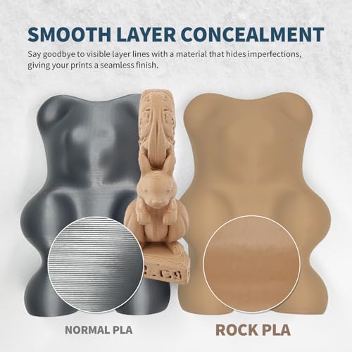 Image of OVERTURE Rock PLA Filament 1.75mm, Marble PLA 3D Printer Filament 1kg Spool (2.2lbs), Dimensional Accuracy + /- 0.02 mm, Fit Most FDM Printer (White Oak)