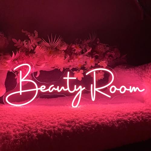 Image of Beauty Room Neon Sign For Spa Beauty Room Nail Brows Lashed Salon Studio LED Wall Art Decor For Business Stores Logo Barber Shops Led Word Indoor Custom Neon Lights 5V USB Powered Peach Pink 40x16.3cm