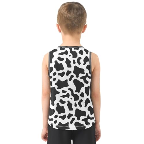 Black White Block Boys Tank Top Sleeveless Quick Dry Athletic T-Shirts 3-10T3