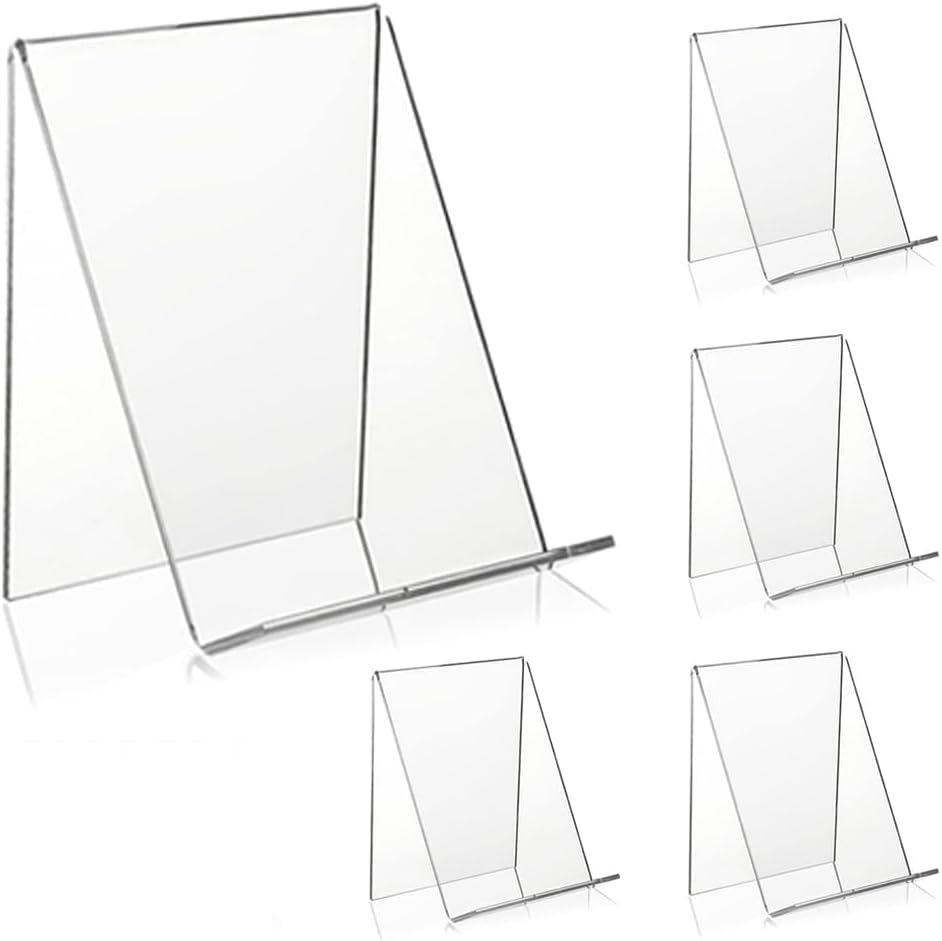 5 PCS Clear Acrylic Display Stand Set, Multi-Purpose Transparent Holder for Reading Materials, Tablets, Cards and Artwork Presentations
