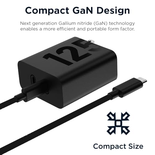 Image of Motorola TurboPower 125W Duo - GaN PPS Dual Port Charger + 6.5A e-Marked 3.3ft USB-C to USB-C Cable for Moto Edge 50 Pro, Edge 50 Ultra, Edge 30 Ultra, High Powered Type C Laptops