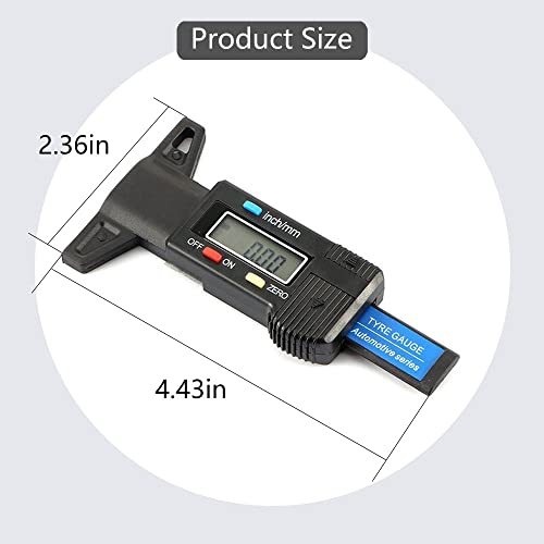 Digital Tire Tread Depth Gauge, Tire Tread Depth Gauge, 0-25.4 MM Inch Tyre Guage Digital with LCD Display Tread Checker Tire Tester, Tire Tread Depth Measuring Tool for Cars Trucks Vans SUV