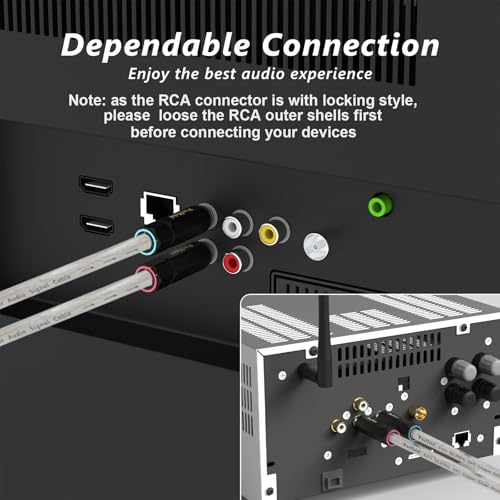 Preffair Audio/Video RCA Wires with Copper Silver Plated Conductor Cable Male to Male RCA Connectors Shielded Interconnect Cables/2 Pcs (3.3FT/1M, Silver Plated) by Preffair - Image 5