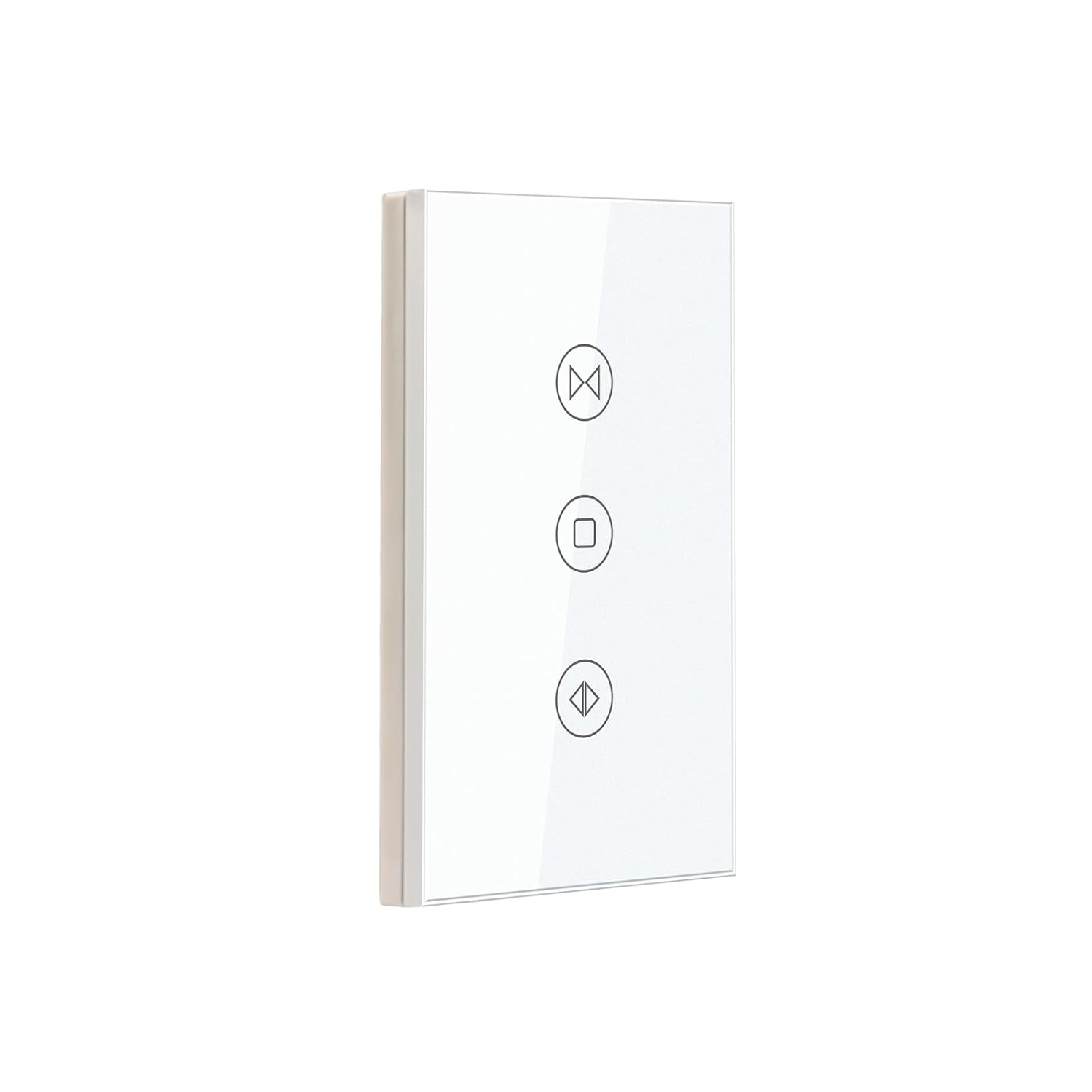 Smart Roller Shutter Switch 4.65 X 2.83 X 1.34 Inches,2.4GHz Wi-Fi Touch Switch,Neutral Wire Required,Work with Smart Life/Tuya App,Tempered Glass Panel,White