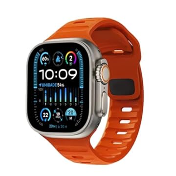 Pulseira de Silicone Mariner Para Apple Watch 42mm 44mm 45mm Ultra 1 e 2 de 49mm (Laranja)