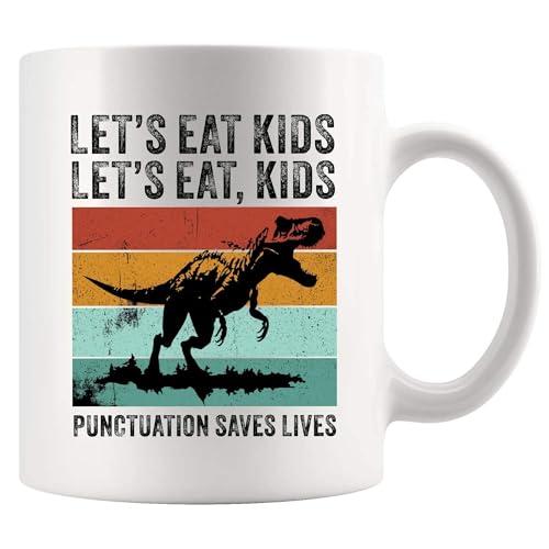 Let's Eat Kids English Teacher Gifts from Students Editors Writers Teacher Appreciation Day Gifts Grammar Mugs Funny Coffee Ceramic Mug 11 oz White