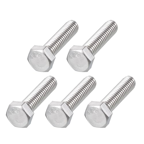 Image of METALLIXITY Hex Head Bolts (5 /16-18 x 1-1 /4 inch) 5Pcs, 304 Stainless Steel 18-8, Fully Threaded, External Hex Drive, Plain Finish, Hex Head Screw Bolt, Silver
