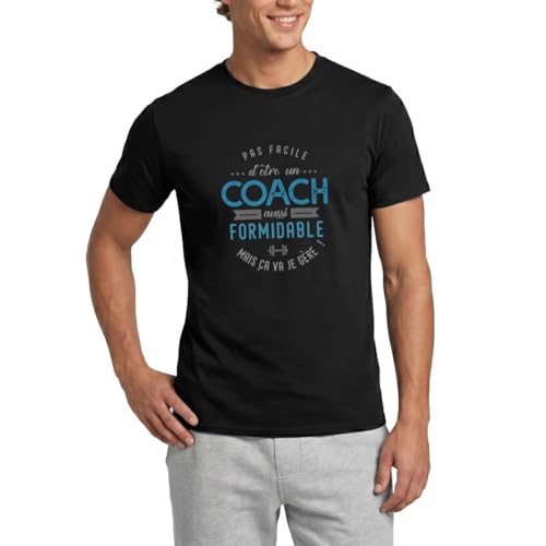 Spreadshirt Coach Formidable Je Gère Idée Cadeau Humour T-Shirt Homme, XL, Noir