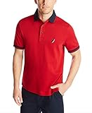 Nautica Men's Short Sleeve 100% Cotton Tipped Polo Shirt, Red, X-Large