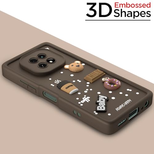 Image of Outlouders Back Cover for Realme C63 5G | 3D Cartoon Cute Fun Bear | Silicone Full Body Protection Bumper Case (Brown)