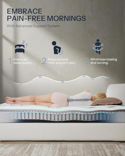 Image of Life Balance Hybrid Queen Mattress 14 Inch, Made in USA, Plush, Individual Pocket Coils & Copper Gel Memory Foam, Hypoallergenic & Odorless, CertiPUR-US CertifiedLC-14-Q