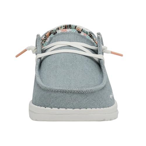 Image of HEYDUDE Women's Wendy Boho Slip On Shoe, Light Denim Size 4 | Lightweight Casual Loafer with Memory Foam Insole