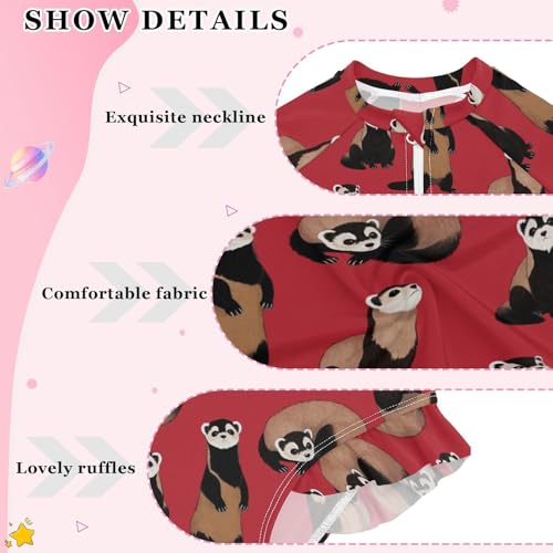 Image of Girls One Piece Swimsuits Long Sleeve Swimsuit Zipper Bathing Suits Swimwear