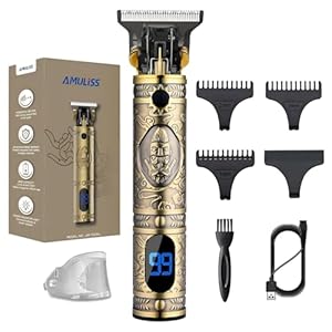 AMULISS Professional Mens Hair Clippers Zero Gapped Cordless Hair Trimmer Professional Haircut & Grooming Kit for Men Rechargeable LED Display