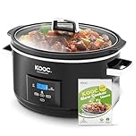[NEW LAUNCH] KOOC 8.5-Quart Programmable Slow Cooker, Larger than 8 Quart, More Practical than 10 Quart, with Digital Countdown Timer, Free Liners Included for Easy Clean-up, Black, Oval…
