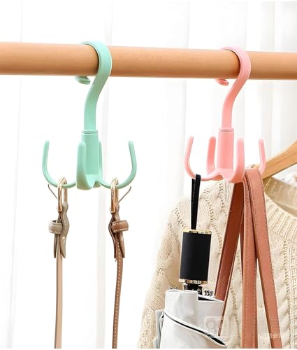 Image of Heda Multi-Function 360 Rotatable 4-Claw Hook Hangers | Space Saving Closet Organizer for Clothes, Bags & Accessories | Multi-Color (2)