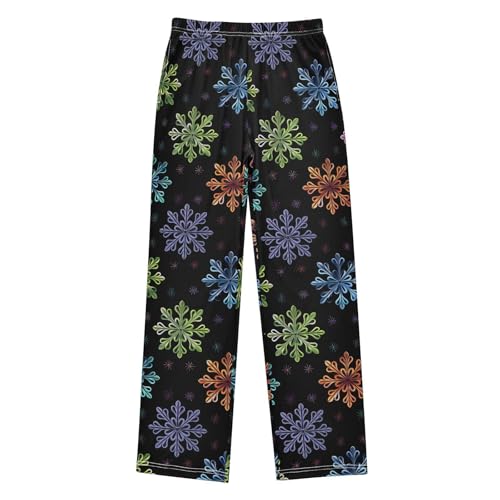 Christmas Pajama Pants Colorful Snowflakes A Long Sleep Pants Lounge Bottoms