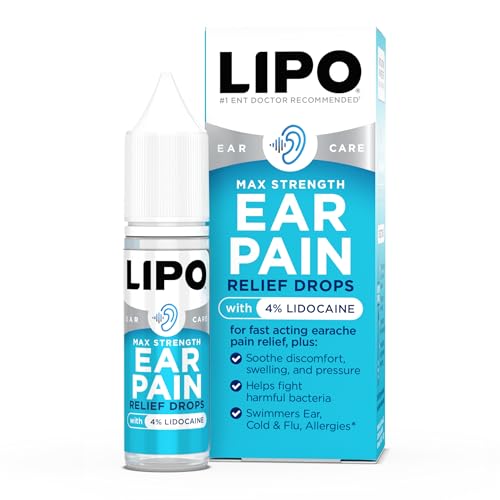Lipo-Flavonoid Fast-Acting Ear Ache Pain Relief, 4% Lidocaine Maximum-Strength for Swimmer's Ear, Cold & Flu, Allergies, Safe for Adults & Children, Relieves Ear Pain, Swelling, & Water-Clogged Ears