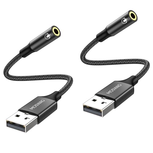 MOSWAG Adattatore jack da USB a audio (2 pezzi), adattatore audio jack per scheda audio esterna con...