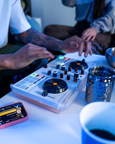 Image of Hercules DJControl Mix Ultra - Mobile DJ Controller for Smartphones (iOS /Android) | Bluetooth Le Wireless, Built-in Rechargeable Battery Up to 10 Hours, Neural Mix, Touch Jog Wheels, 8 Pads, Ios and Android