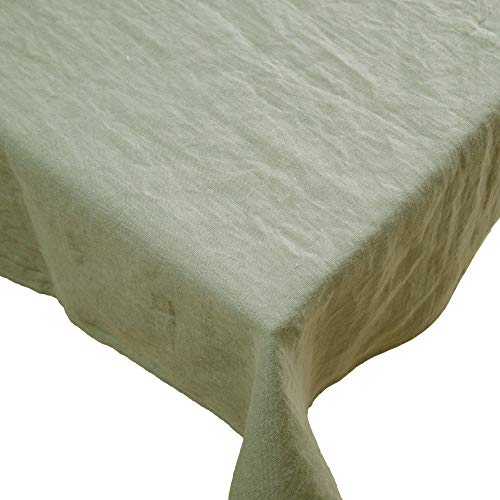 fabrizm 日本製 テーブルクロス 130×180cm ソフトリネン グレイッシュグリーン 1552-gr-gr