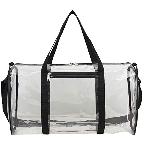 Eastsport Clear Small Duffel 18" With Removable Adjustable Crossbody Strap (From 28" To 52"), Black #TOP1