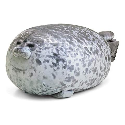 ARELUX 23.6in Soft Seal Plushie Pillow, Chubby Blob Seal Hugging Pillow,Cute Stuffed Animal Plush Pillow Toy Kawaii Room Decor for Kids Boys Girls Cover