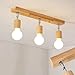 Produktbild Holz Strahler Schwenkbar Deckenstrahler Vintage Spotlight 3 Flammige Deckenlampe Metall Wandstrahler Wohnzimmer Deckenspot Schlafzimmer Lampe Küche Büro Leuchte LED E27 Deckenbeleuchtung Deckenleuchte