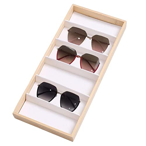 astound Organizador de gafas, funda de madera con 6 compartimentos, soporte para gafas de sol unisex