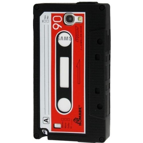 SKS Distribution® Samsung Galaxy Note II 2 N7100 Nera del Silicone Retro Cassette Tape Custodia per Cellulare