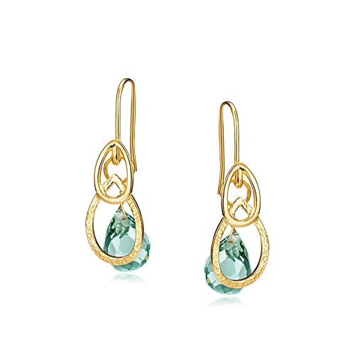Boucles d'oreilles d'améthyste verte pendantes style minimaliste bijou tendance