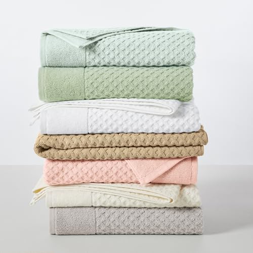 Toallas decorativas verde pálido de dos capas para un baño estilo spa 8