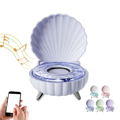 Valentinstagsgeschenk - Kreativer Muschel-Bluetooth-Lautsprecher, Muschel-Nachtlicht, kabelloser Mini-Lautsprecher mit buntem Nachtlicht, 360°-Stereo-Sound, Musik-Player, für