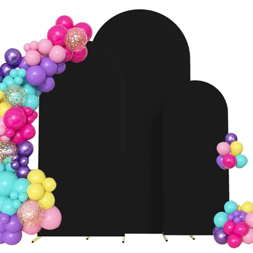 Paxdeje 4ft 5ft 6ft Black Set of 3 Spandex Arch Backdrop Cover