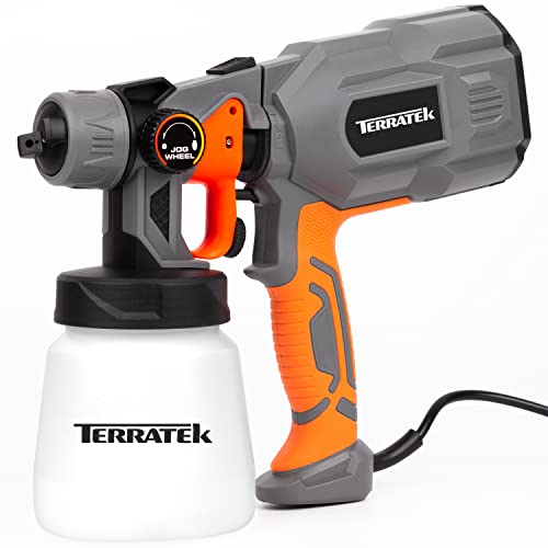 Terratek Pulverizador de pintura, pistola de pulverización eléctrica de 650 W para manualidades con 3 patrones de pulverización, 1 pintura de 800 ml, sistema de pistola de pulverización de mano HVLP, rociador de cerca, válvula ajustable, pintura, barnizado, lacado