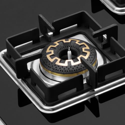 Image of Sunshine Shine 4 Burner Gas Stove | 4 Burner Glass Hob Top Cooktop | Warranty By Sunshine - 10 Year On Glass & Burner, Auto Ignition, LPG Ready & PNG Compatible (Premium - Black)