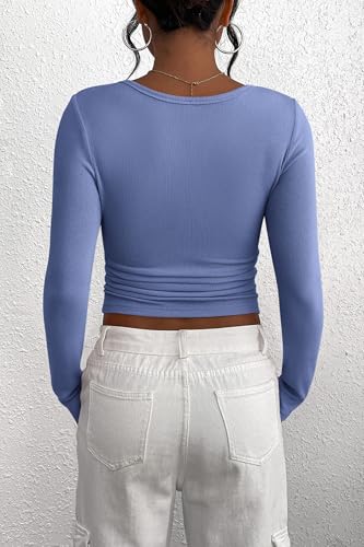 Image of PRETTYGARDEN Women's Fall Long Sleeve Henley T Shirts