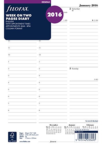 Filofax Deskfax 2015, settimana su 2 pagine, in