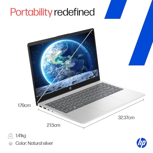 Image of HP 14, 13th Gen Intel Core i3-1315U (8GB DDR4, 512GB SSD) FHD, Anti-Glare, Micro-Edge, 14'' /35.6cm, Win11, M365 Basic(1yr)* Office24, Silver, 1.4kg, ep0294TU, Backlit, FHD Camera w /Shutter Laptop