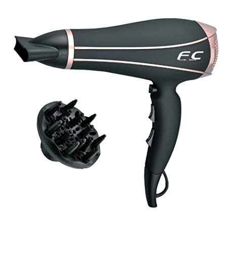 Family Care Secador de pelo profesional, 2 velocidades, 3 niveles de temperatura, difusor y concentrador, 2400 W, color negro