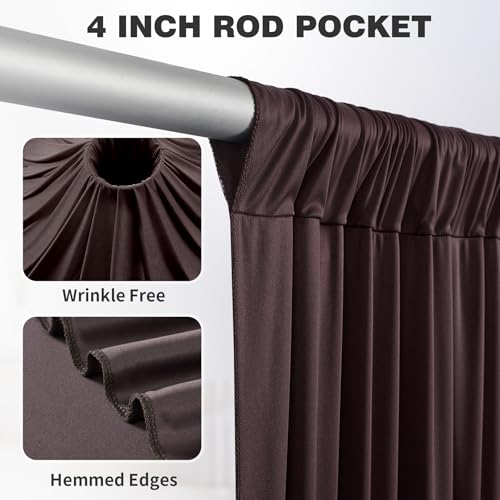 Image of 20ftx12ft Brown Backdrop Curtains for Parties, Wrinkle Free Polyester Brown Photo Backdrop Drapes 4 Panels 12 ft Long Back Drop Cloth for Wedding Birthday Photography Background Party