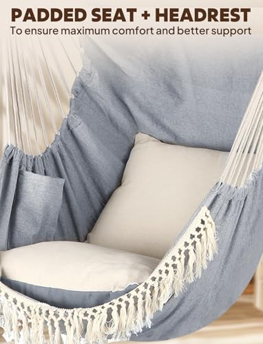 Chihee Hängesessel Hängeschaukel Maximal 500 Pfund Inklusive 2 Kissen Stahl Spreizstange mit Anti-Rutsch-Rillen - 4