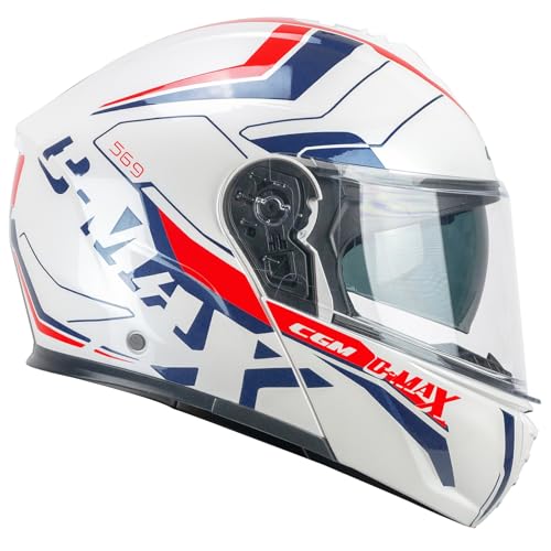 Casco modular CGM 569G C-MAX City azul blanco rojo talla M de 57-58 cm para moto