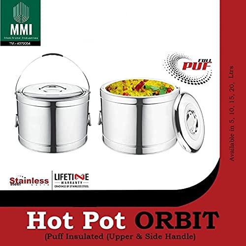 Image of MMI Sambar Hot Pot 20 Liters Insulated Stainless Steel | Serving Container | Leakproof Lid | Picnic Jar Hot & Cold 12HR | Carrying Handle Large Capacity Kitchen Dining