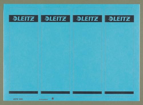 Leitz PC-beschriftbare Rückenschilder selbstklebend für Standard- und Hartpappe-Ordner, 100 Stück, Kurzes und breites Format, 62 x 192 mm, Papier, blau, 16852035