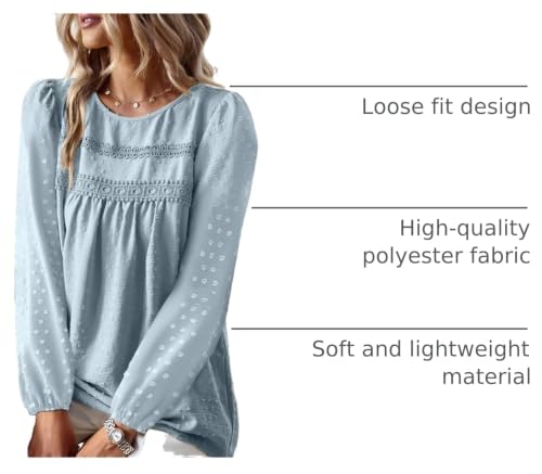 Image of Falechay Womens Tops Flowy Boho Dressy Casual Lace Cute Long Sleeve Shirts
